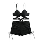 Damen Zweiteiliges Badeanzug-Set mit sportlichem Top und High-Waist-Shorts R&B