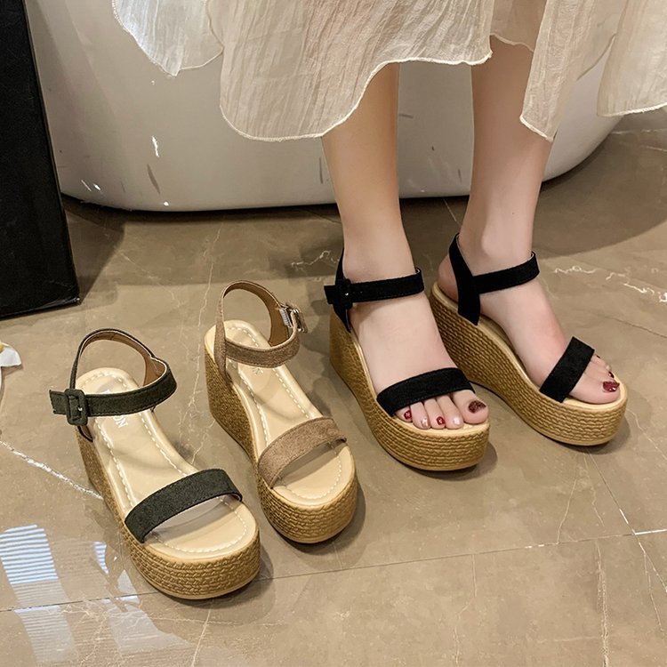 Damen-Plateau-Sandalen mit elegantem Riemchendesign und komfortabler Korksohle R&B