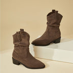 Damen modische Stiefeletten mit eleganter Faltenoptik und rustikalem Design R&B