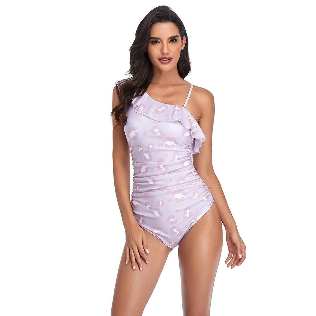 Damen Einteiliger Badeanzug mit asymmetrischem Rüschendesign und figurformender Wirkung R&B