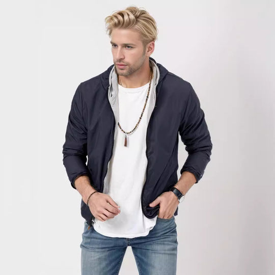 Herren leichte Übergangsjacke mit verstellbarer Kapuze R&B