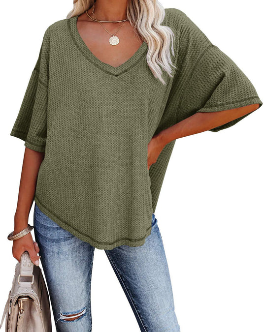 Damen lässiges Oversized-Oberteil mit strukturiertem Webmuster R&B