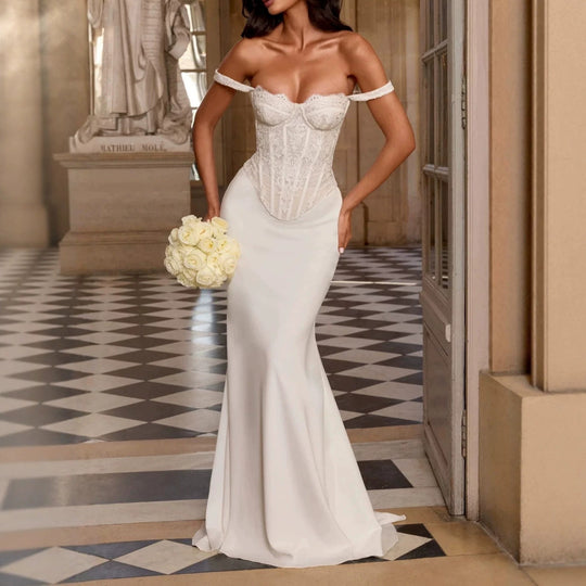 Damen Elegantes Hochzeitskleid mit Korsett-Detail R&B