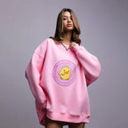Damen lässiger Sweatshirt mit kontrastivem Druck R&B