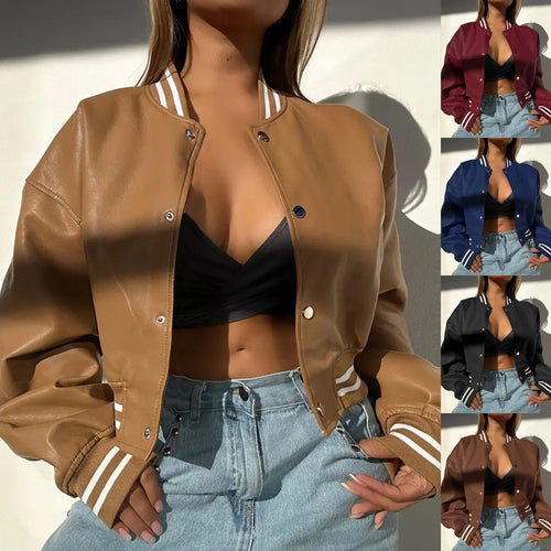 Damen Sportliche cropped Bomberjacke im Vintage-Stil R&B