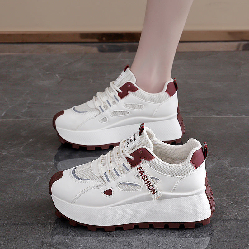 Damen Sneakers mit hohem Plateau und atmungsaktiver Mesh-Oberfläche R&B