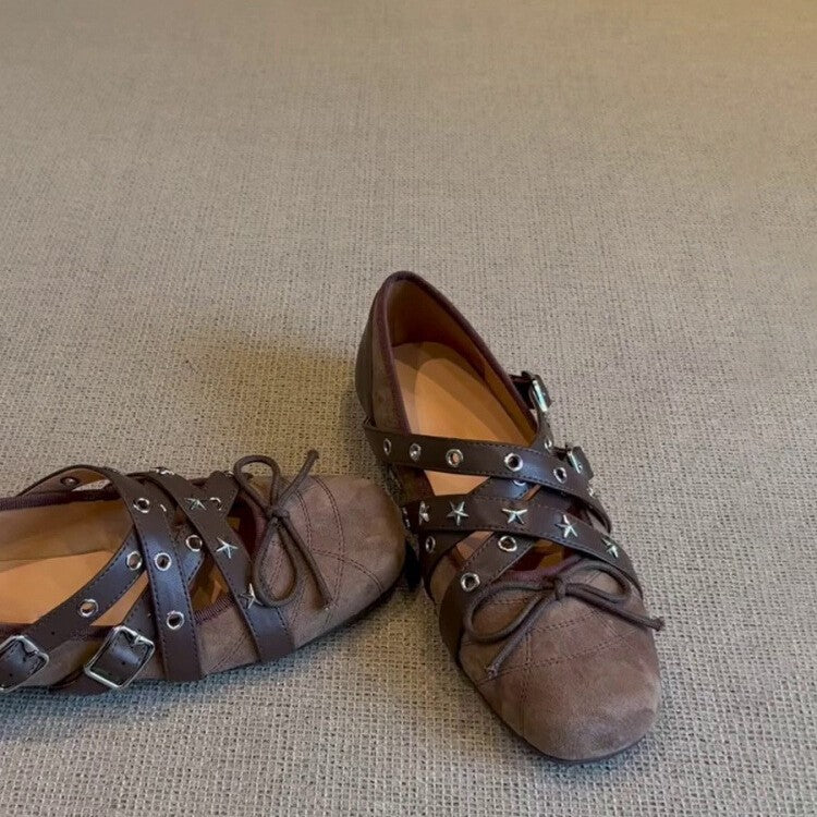 Damen Ballerinas mit modernem Schnürdesign und stilvollen Metallakzenten R&B