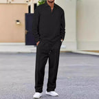 Herren Sportliches Relaxed-Fit Freizeitset mit Stehkragen R&B