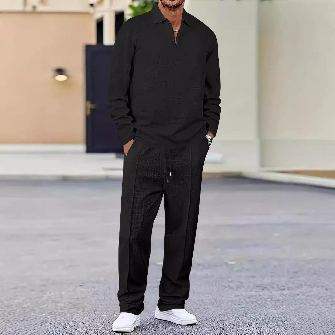 Herren Sportliches Relaxed-Fit Freizeitset mit Stehkragen R&B