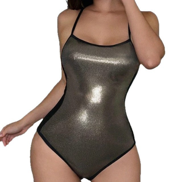 Damen Glamouröser Mesh-Badeanzug