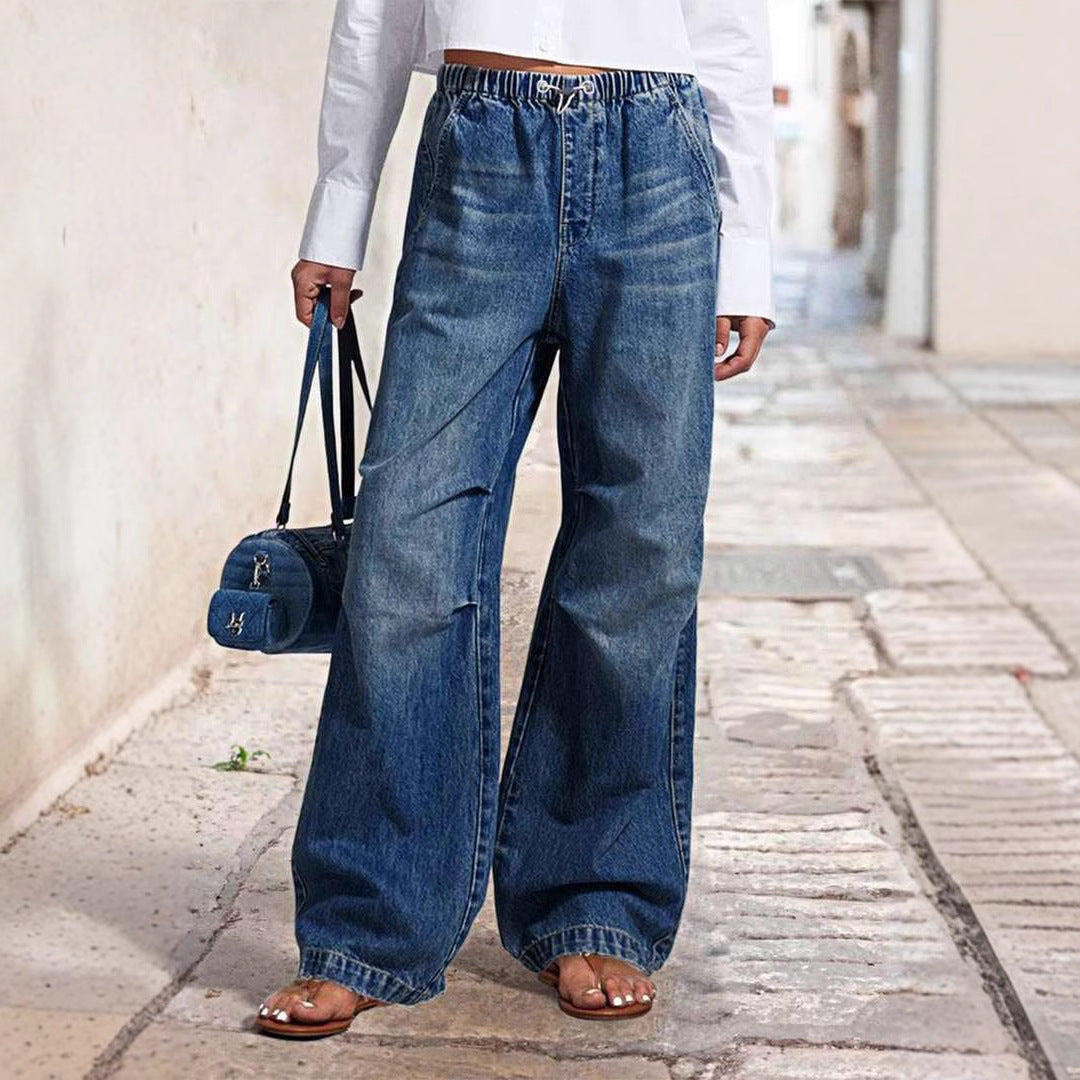 Damen Weit geschnittene Jeanshose mit elastischem Bund R&B