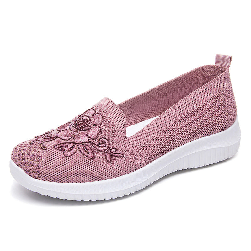 Damen Bequeme Slip-On Sneakers mit floralen Stickereien R&B