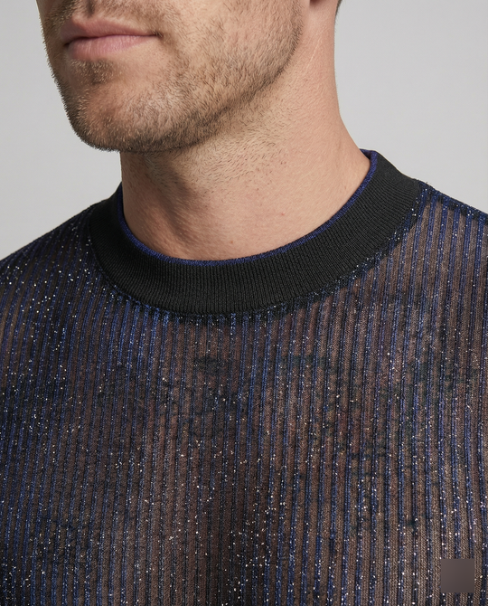 Herren Hochwertiges Mesh-T-Shirt mit glitzerndem Effekt R&B