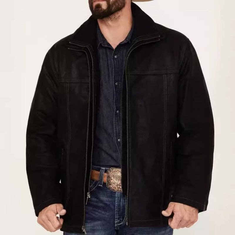 Herren vielseitige und robuste Wildlederjacke mit funktionalen Taschen R&B