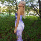 Damen Bodycon Maxikleid mit schulterfreiem Design und traumhaftem Farbverlauf R&B