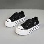 Damen modische Plateau-Sneaker mit strapazierfähigem Obermaterial und dämpfender Laufsohle R&B