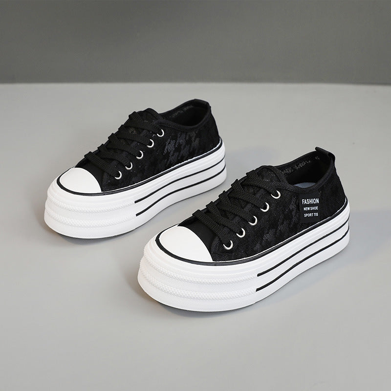 Damen modische Plateau-Sneaker mit strapazierfähigem Obermaterial und dämpfender Laufsohle R&B