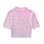 Damen Kurzer Strickpullover mit raffiniertem Zopfmuster und lässigem Schnitt R&B