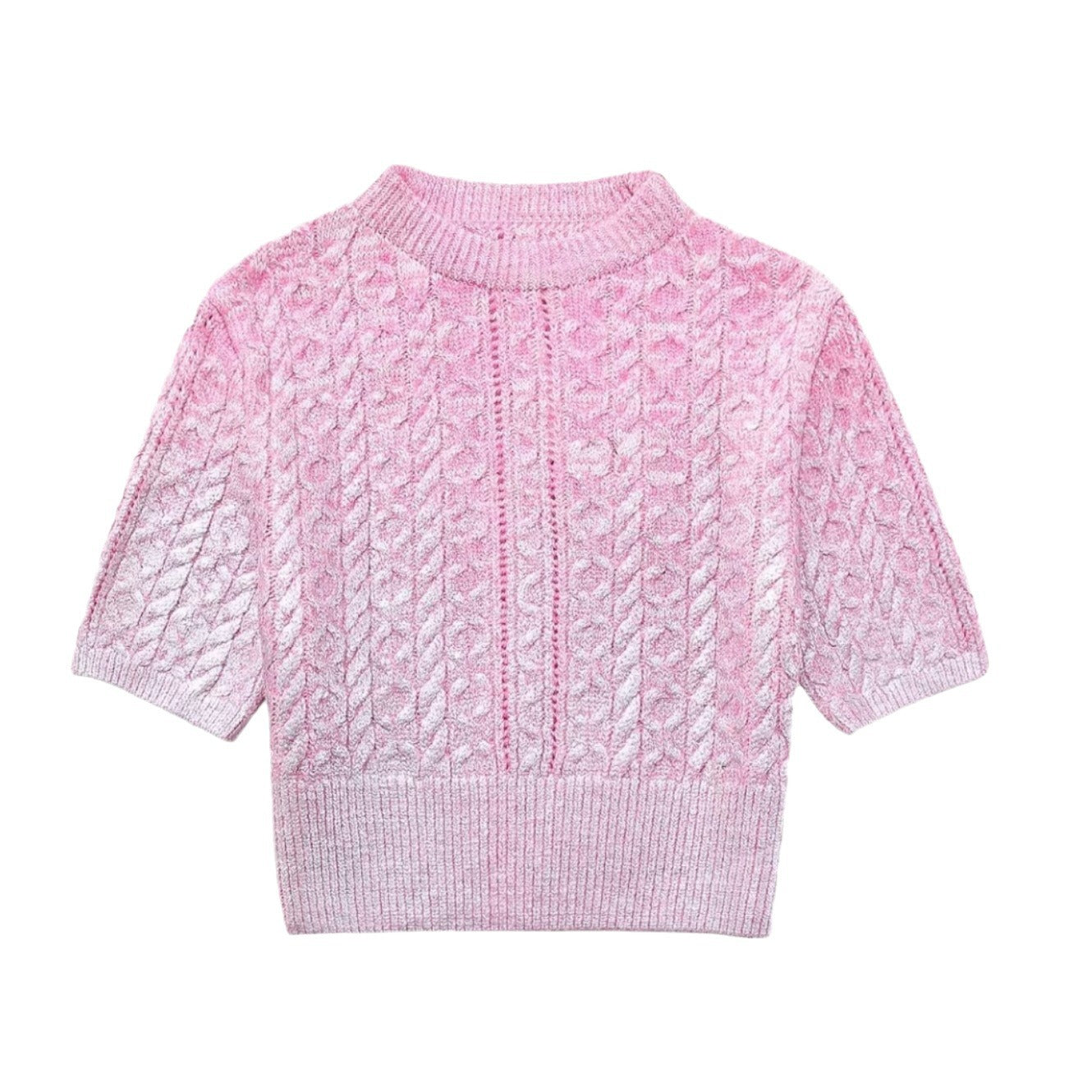 Damen Kurzer Strickpullover mit raffiniertem Zopfmuster und lässigem Schnitt R&B