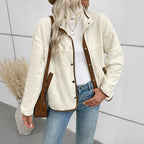 Damen Kuschelige Fleecejacke mit Kontrastelementen