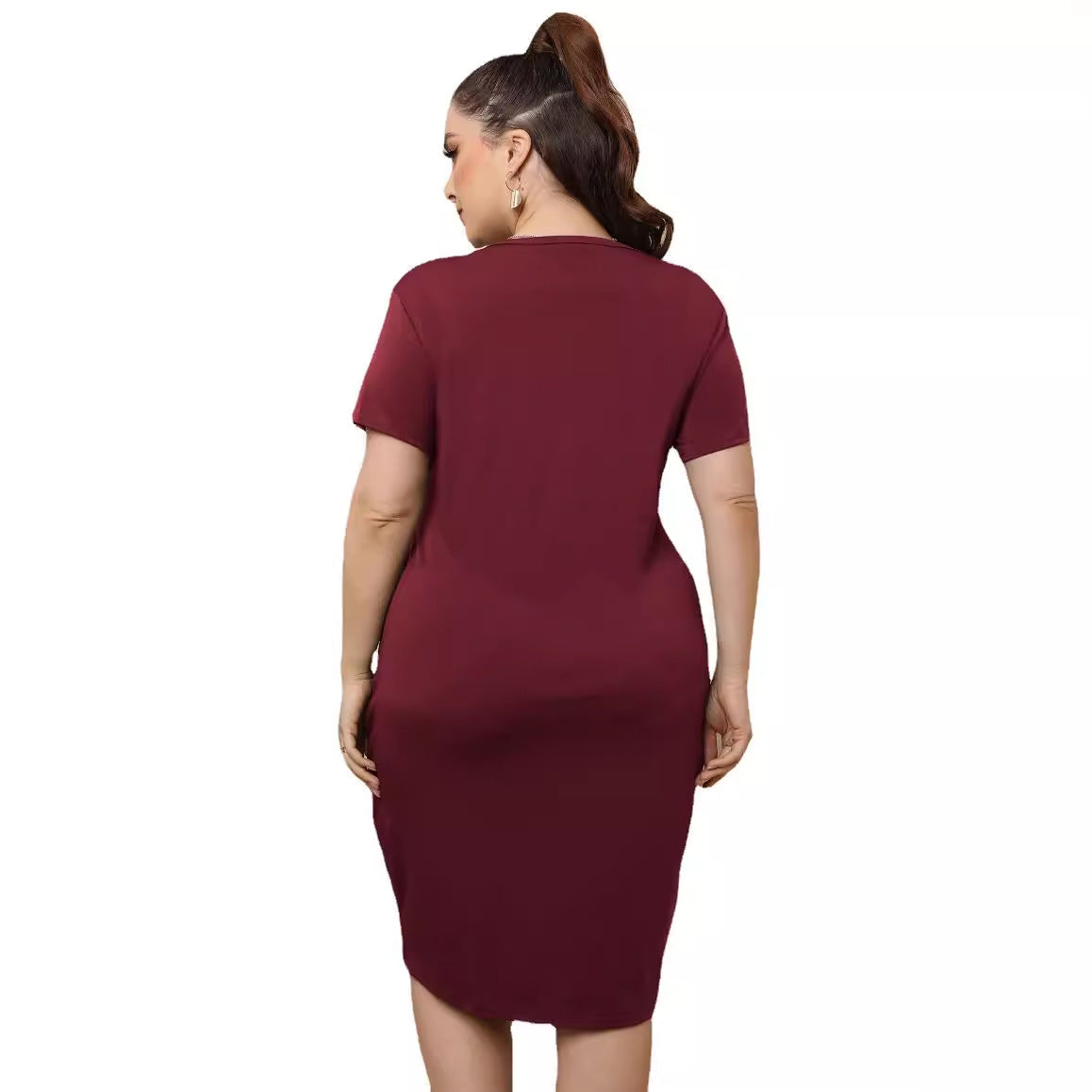 Damen stylisches Wickelkleid mit Taillengürtel R&B
