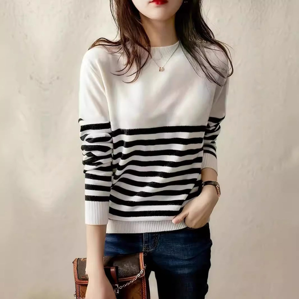 Damen gestreifter Pullover R&B