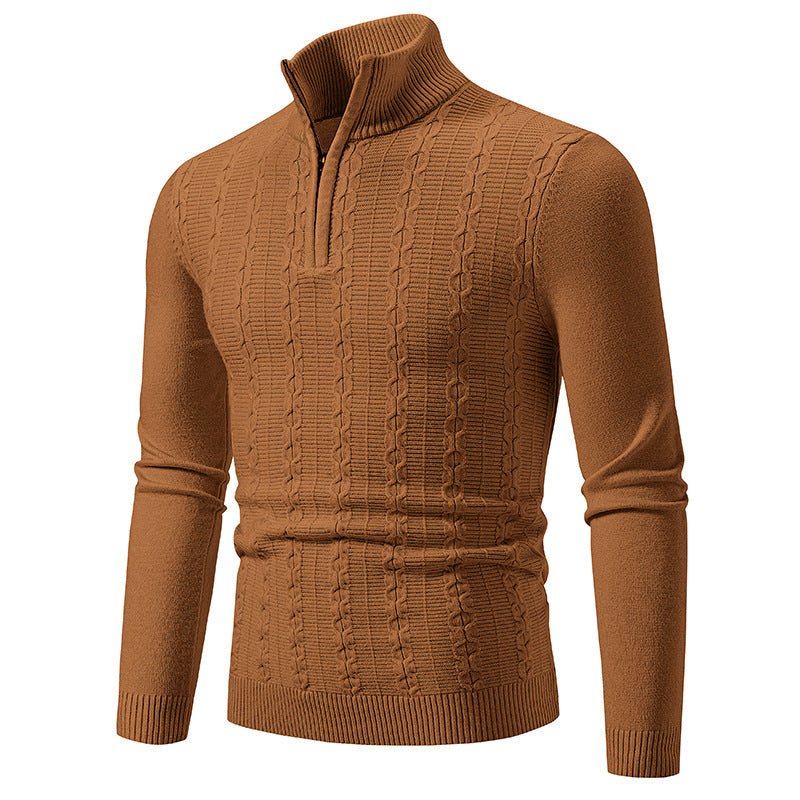 Herren Strickpullover mit modernem Stehkragen und strukturierter Fläche