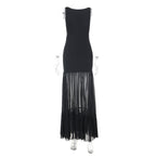 Damen Maxikleid mit transparentem unteren Saum R&B