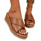 Damen Wedge-Pantoletten mit geschwungenem Riemendesign und rutschfester Sohle