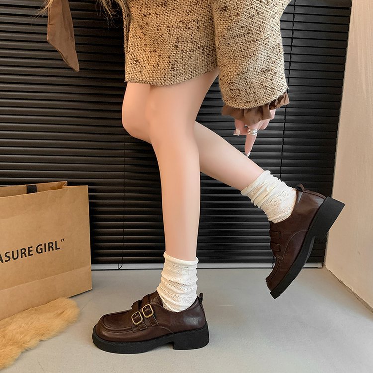 Damen Modische Schnürschuhe mit dekorativen Doppelschnallen R&B