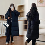 Damen Lange Pufferjacke mit Kapuze und voluminösem Schnitt R&B