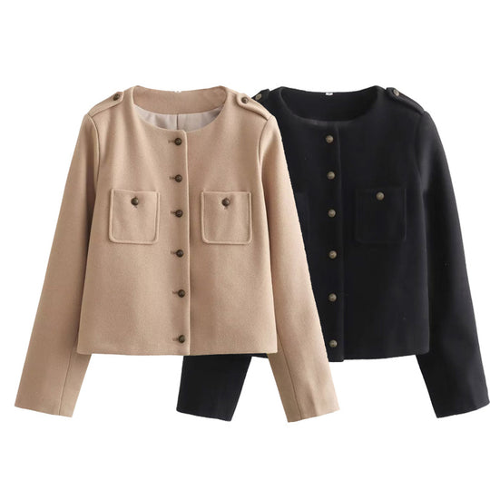 Damen Kurzjacke mit praktischen Taschen und eleganten Knopfdetails R&B