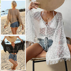 Damen gehäkelter Strandkimono mit eleganter Fransenverzierung R&B