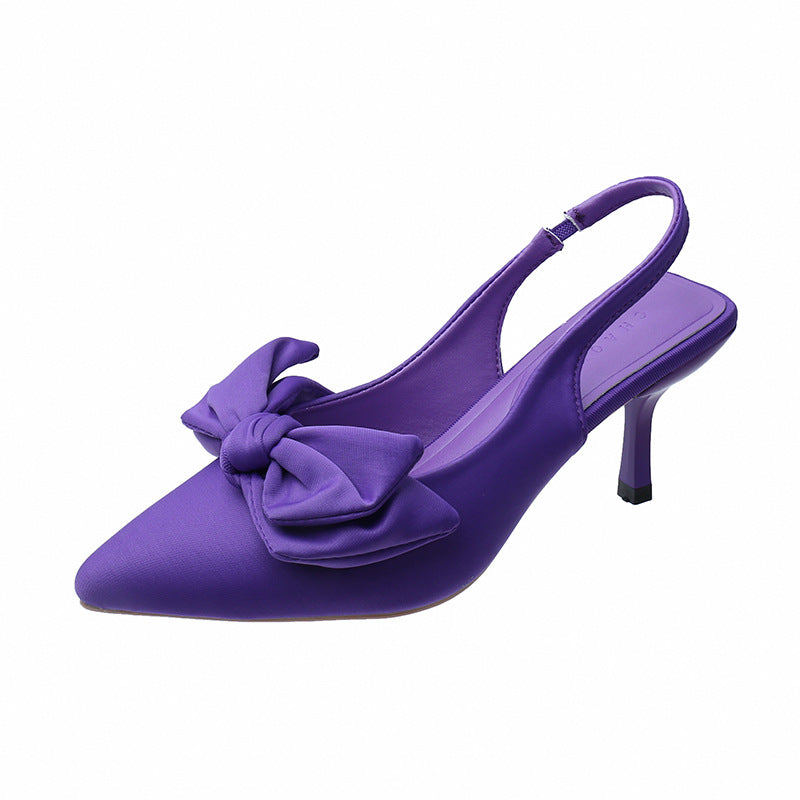 Damen elegante Slingback-Pumps mit modischem Schleifen-Detail und komfortablem Blockabsatz R&B