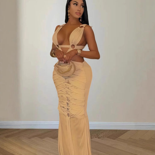 Damen Etuikleid mit raffinierten Cut-Out-Details und schimmerndem Finish R&B