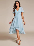 Damen Elegantes Wickelkleid mit asymmetrischem Saum R&B