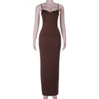 Damen figurbetontes Maxikleid mit schimmerndem Oberteil