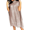 Damen elegantes glitzerndes Abendkleid mit weitem Schnitt und schimmerndem Look EB