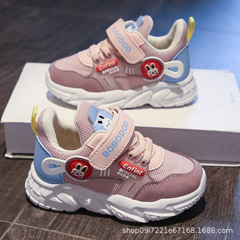 Damen Sportliche Kinder-Sneaker mit verstellbarem Klettverschluss und niedlichem Tiermotiv R&B
