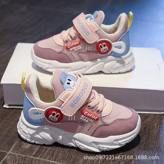 Damen Sportliche Kinder-Sneaker mit verstellbarem Klettverschluss und niedlichem Tiermotiv R&B