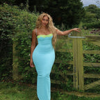 Damen Maxikleid mit Spitzenbesatz und zarten Spaghettiträgern R&B