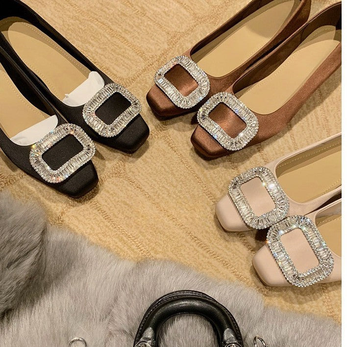 Damen elegante Ballerinas mit funkelndem Strassbesatz R&B