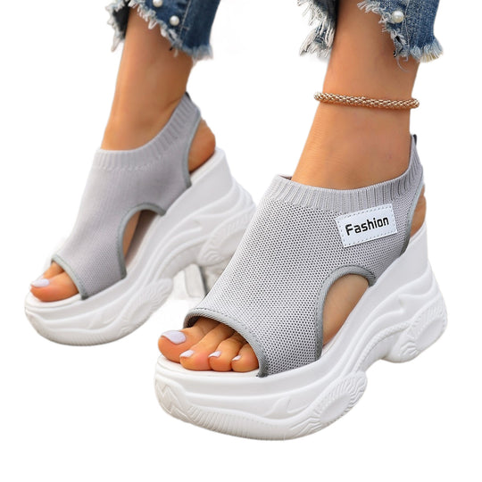 Damen Plateau-Sandalen mit atmungsaktivem Obermaterial und sportlicher Sohle R&B