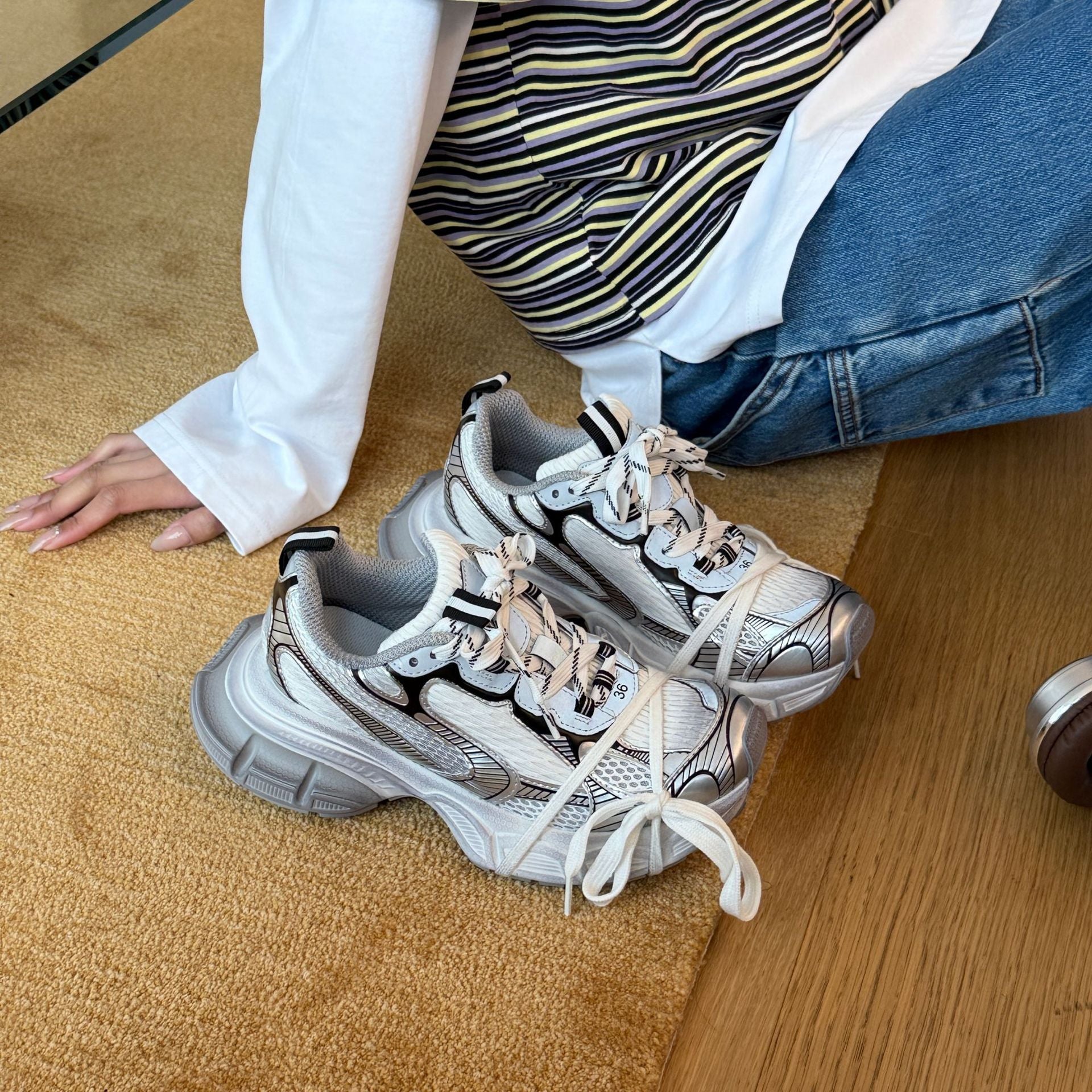 Damen Sportliche Sneakers im modernen Chunky-Design mit atmungsaktiver Obermaterialkombination und rutschfester Sohle