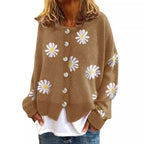 Damen gestreifte Strickjacke mit Blumenmuster R&B