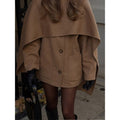 Damen elegante Wolljacke mit übergroßem Kragen R&B