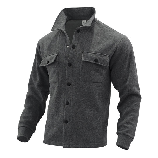 Herren lässige Hemdjacke mit praktischen Taschen und modernem Stehkragen R&B
