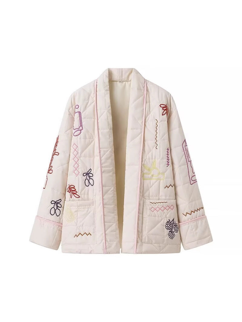 Damen Steppjacke mit kreativem Stickdesign R&B