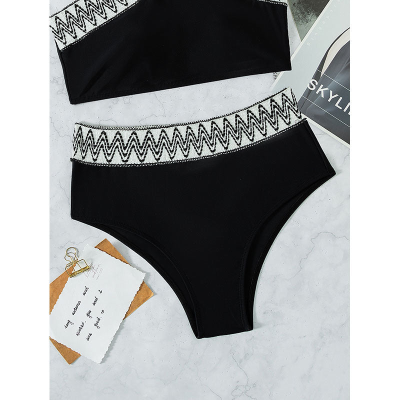 Damen Hoch tailliertes Bikini-Set mit elegantem Kreuzträger-Design R&B