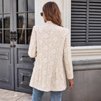 Damen nan floral bestickter Longblazer mit Reverskragen und Ein-Knopf-Verschluss R&B